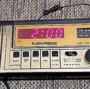 Vintage ( δεκ. 80 ) Retro Bed Clock Furntronic Am Fm Clock Radio Model F206
