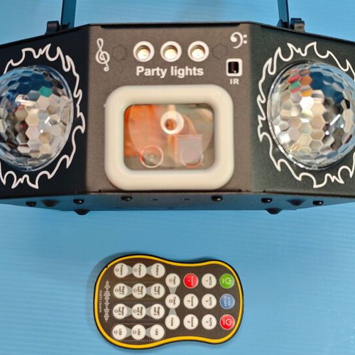 LED disco light with dual balls, sound activated, new