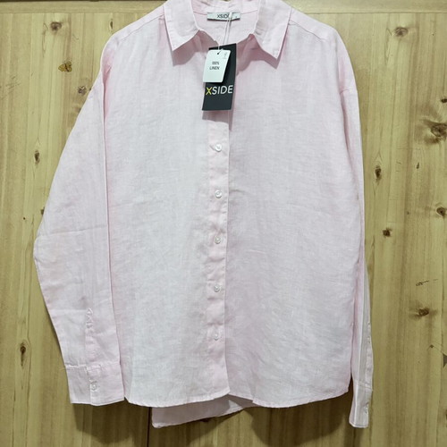 Linen shirt new, extra loose fit, pink, size S
