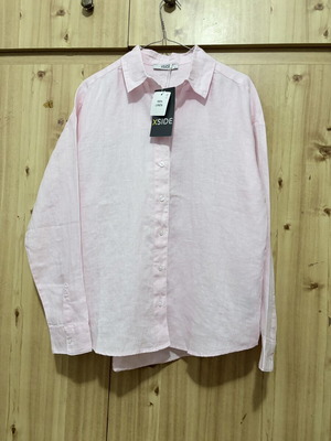 Linen shirt new, extra loose fit, pink, size S