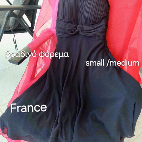 Azara Paris cocktail dress black with pleated bust and lining