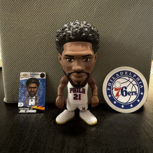 Joel Embiid NBA figure with card and team sticker like new