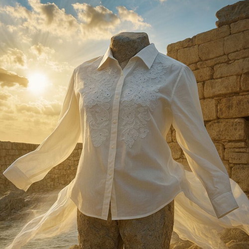 White Carmen long-sleeve shirt like new, size L