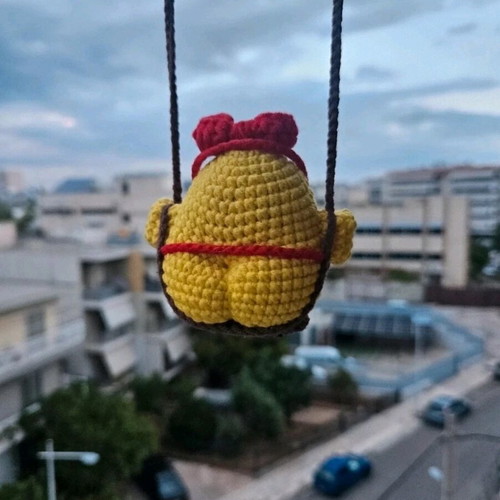 Handmade crochet bird car mirror hanging like new