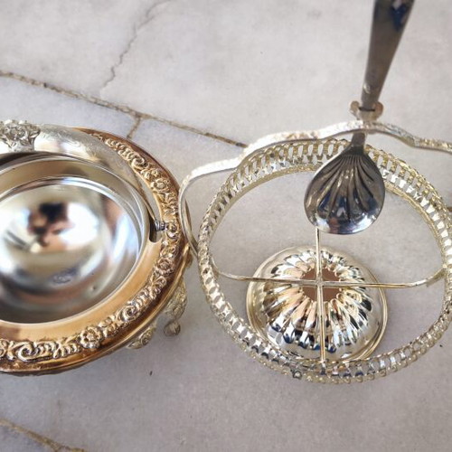 Vintage silver-plated serving utensils used, made in England