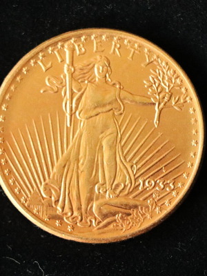 Gold 20 Dollar 24K Gilded New, 1933 Museum Quality Replica
