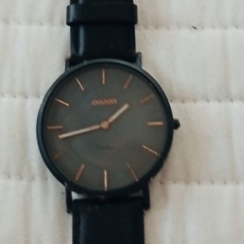 Oozoo unisex watch vintage series, like new, black leather strap
