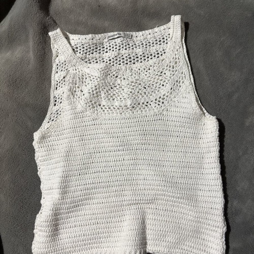 Stradivarius white knitted top used, size S