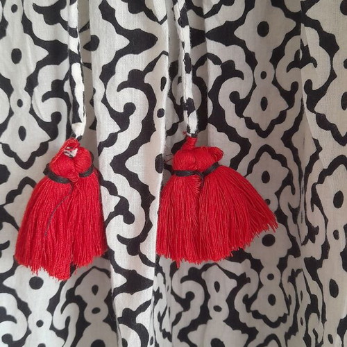 Summer dress caftan Dream used, cotton, size S, black and white