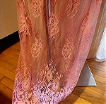  Μακριά φούστα δαντέλα σε χρώμα ροζ
