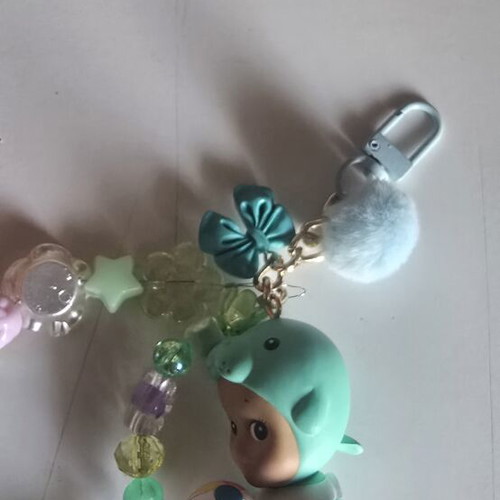 Authentic Sonny Angel Summer Vacation Manatee Keychain with Handmade Beaded Charm