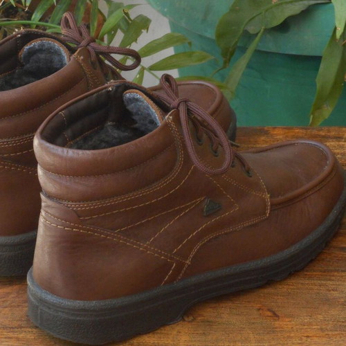 Boxer leather ankle boots size 41 with fur lining like new, brown