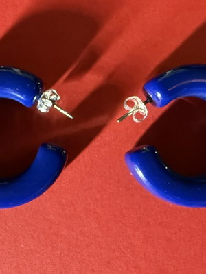Chunky κρίκοι από ρητίνη cobalt blue σαν καινούργιο