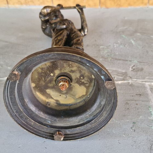 Vintage bronze sculpture of a boy playing flute used