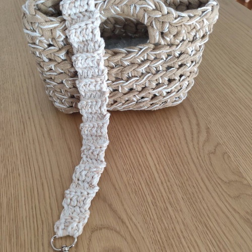 Mini crochet handbag new, beige shoulder bag with detachable strap