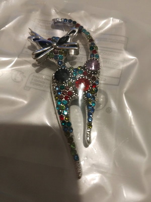 Colorful cat brooch with rhinestones new
