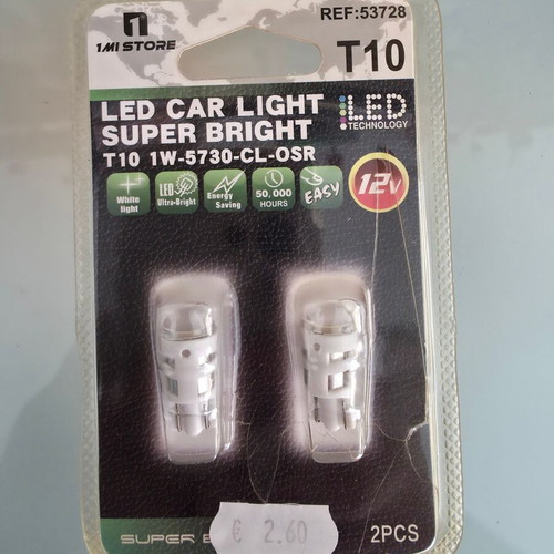Led T10 Super Bright Car Light Set 2 Pieces 12V White Light New