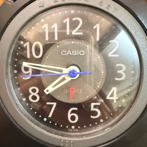 Casio Quartz alarm clock used, tabletop with Illuminator light