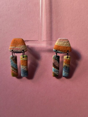 Handmade polymer clay dangle earrings new with stainless steel stud