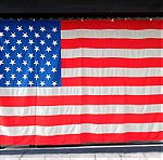 Μεγάλη υφασμάτινη ραφτή Aμερικανική σημαία (USA) της δεκαετίας του '70. Διαστάσεις: 3,80m × 2,70m.