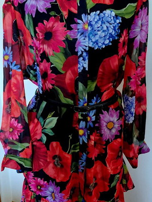 BSB Collection floral semisheer dress with belt, size 42