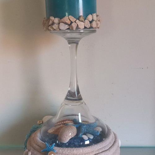 Decorative candleholder "Βυθός" new, summer design with shells