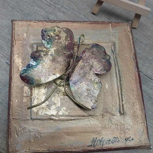 Art piece wall decoration with metal butterfly, like new