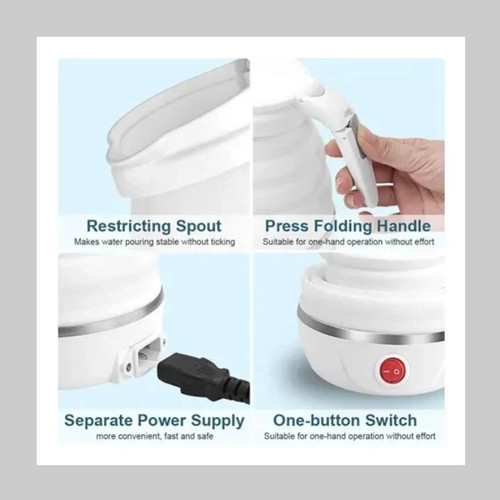 Travel folding electric kettle white new