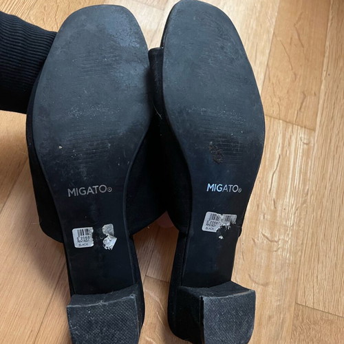 Migato black suede mules used, 5cm heel, size 39
