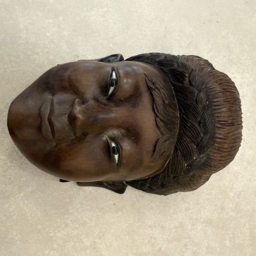 Asian vintage wooden carved mask used