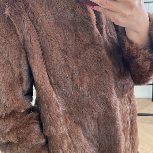 Authentic natural fur in chocolate color like new, size M