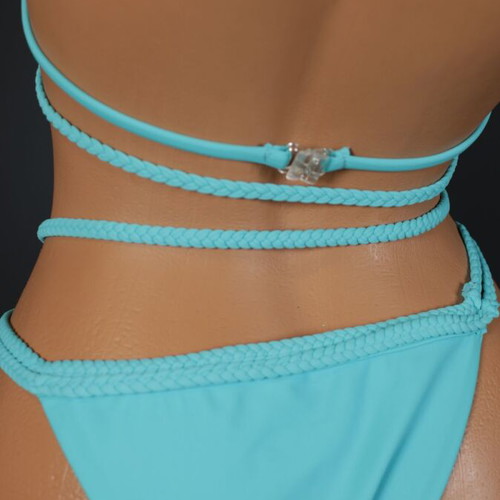 Bikini two-piece turquoise with braided Shibari cords new