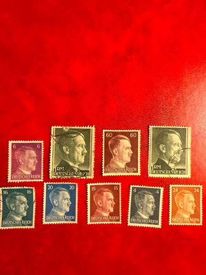 German Reich Deutsches Reich Lot of 9 Historical Stamps Portrait Hitler WWII Era like new