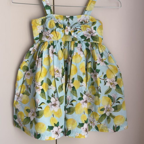 Mayoral dress with lemon print like new, size 110 cm