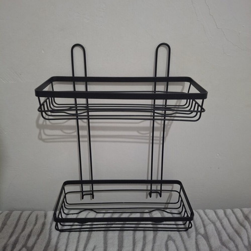 Metal two-tier bathroom shelf