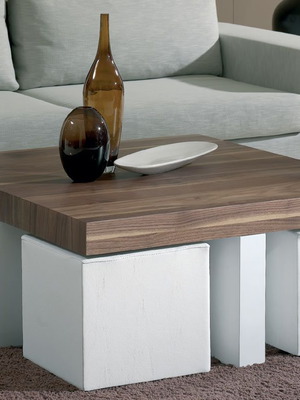 Coffee table att-011 solid oak with four auxiliary tables, new