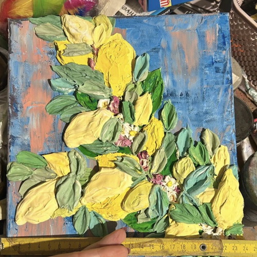 Painting with lemons new, 3D handmade artwork