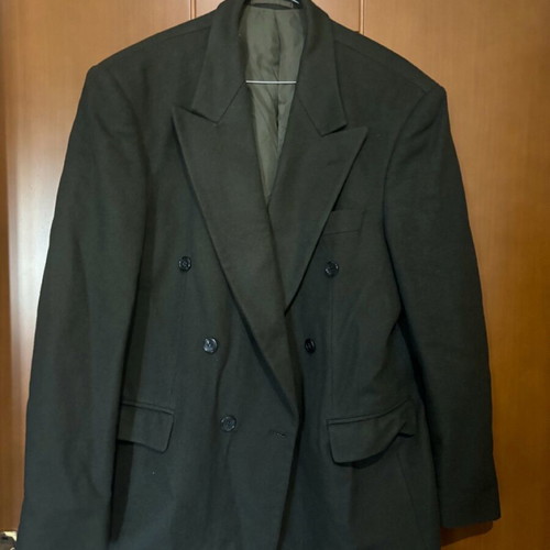 Jacket used, size L, cashmere and silk, dark olive