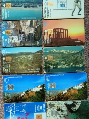 Phone cards used, pack of 10, 1996