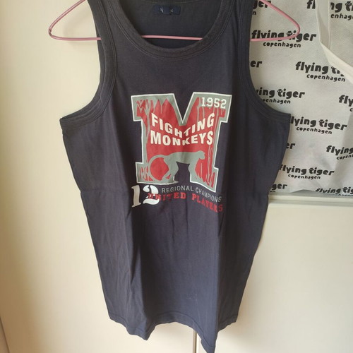 Tex Basic Fighting Monkeys sleeveless T-shirt navy blue like new