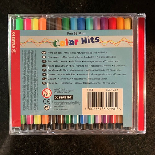 Stabilo Pen 68 mini markers set of 15 colors new
