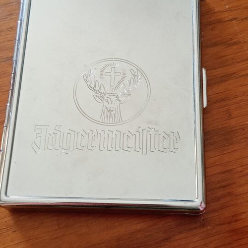 Jägermeister Metal Cigarette Case like new, vintage promo