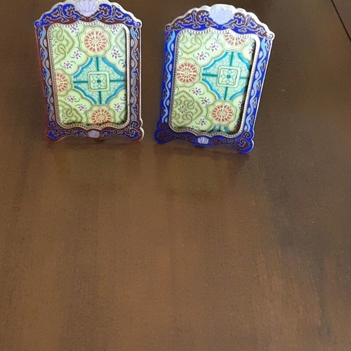 Enamel photo frames, 2 pieces, colorful, 16x10 cm