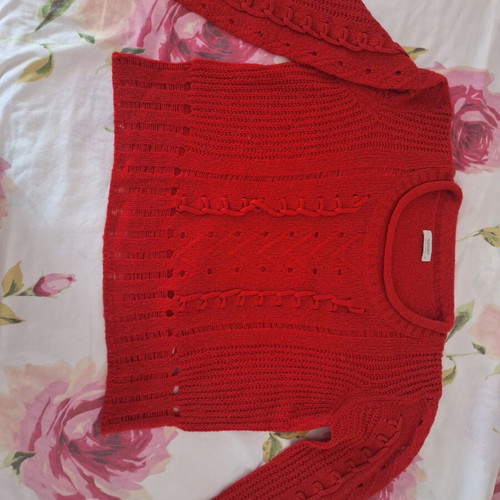 Sarah Lawrence red knitted openwork sweater, size M