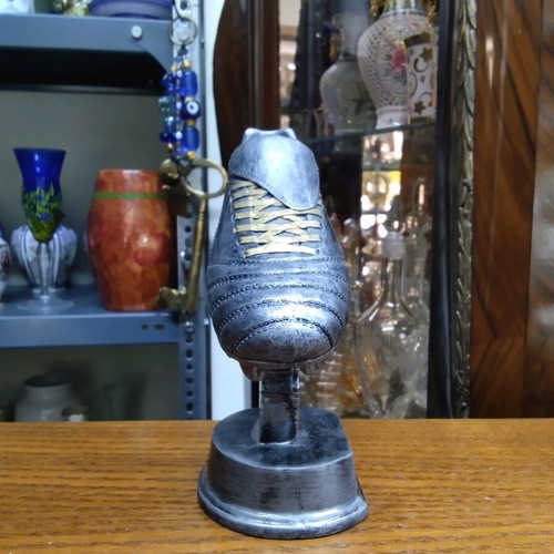 Tabletop Football Trophy Shoe silver with gold details like new