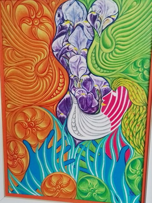 Flight original painting by Milen Zanev, framed, 70x50 cm