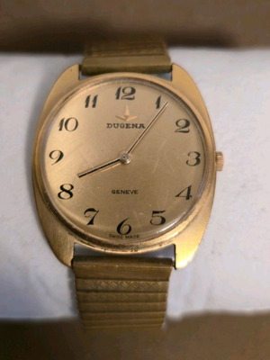 Vintage Dugena Geneve men's watch used, gold plated