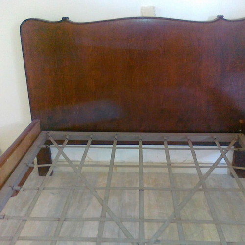 Walnut bed used 125cm width 2m length with mattress