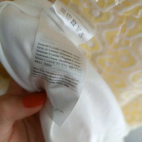 Cubic strapless cocktail dress with fringes like new, white and yellow