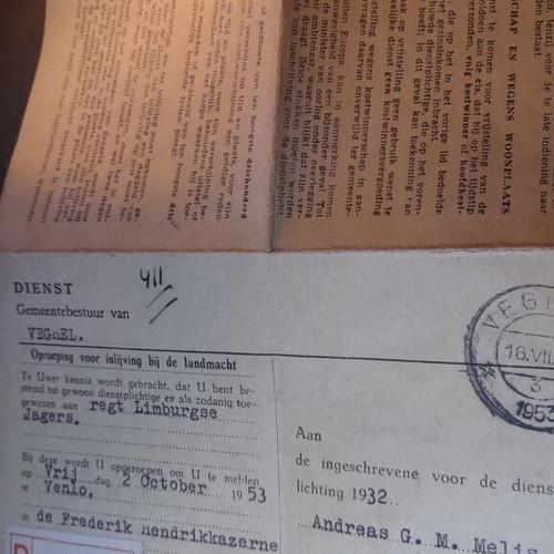 Dutch Military Enlistment Document 1953 full diptych used